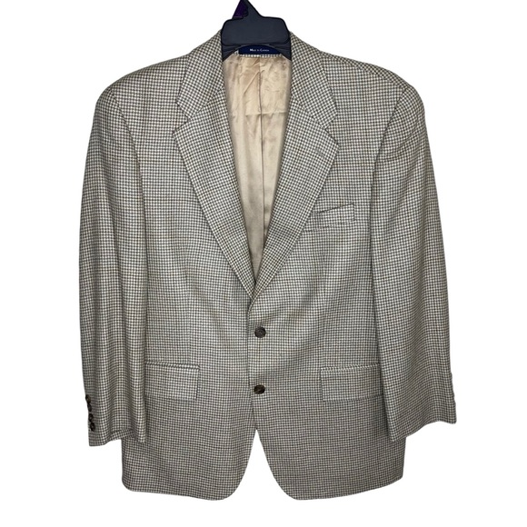 Ralph Lauren Other - Ralph Ralph Lauren Blazer Men’s 42R Beige Silk Wool Blend Houndstooth Two Button